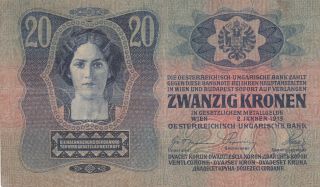 20 KRONEN FINE PROVISIONAL BANKNOTE FROM TRANSYLVANIA 1918 OLD DATE 1913 RARE 2