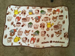 Pokemon And Mr.  Donuts Throw Blanket Very Rare From Japan