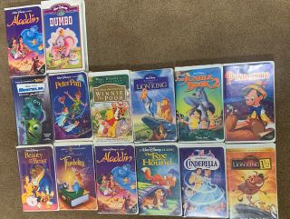 14 Rare Disney Kids Vhs Tapes Aladdin,  Cinderella,  More
