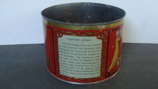 rare HILL ' S BROS 1 pound litho on tin Red Can Brand coffee can 2