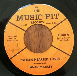 Rare Teen Doo Wop 45 - Lance Manley Broken - Hearted Lover The Music Pit Georgia