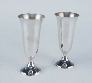Fine Pair Vintage 1950s/60s Mcm Gorham Sterling Silver Holiday Cordial Glasses