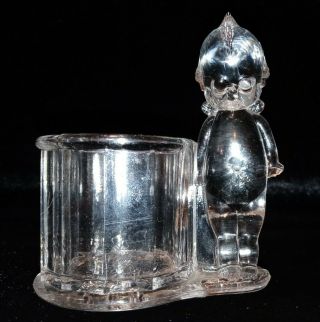 Antique Kewpie Candy Container.  George Borgfeldt & Co Clear Glass Toothpicks