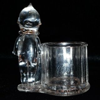 Antique Kewpie Candy Container.  George Borgfeldt & Co Clear Glass Toothpicks 2