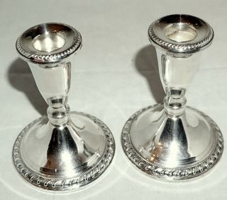 Vintage Pair Raimond Sterling Silver Weighted 4 1/2 " Candlesticks / Holders