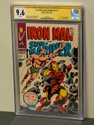 Key Iron Man And Sub - Mariner 1 Cgc 9.  6 Rare Ss Stan Lee Signed Marvel Comics1968