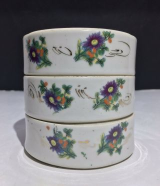 Antique Chinese Famille Rose Kangxi Qing Dynasty Porcelain Leveled Box 3