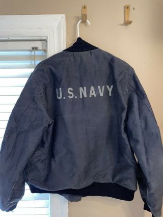 Vintage Rare Wwii Us Navy Deck Hook Dark Blue Color Jacket Nxs 15461 Sz 42