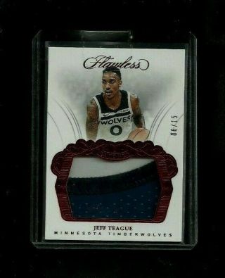 Jeff Teague 2017 - 18 Flawless Patches Ruby /15 Rare Minnesota Timberwolves Sp