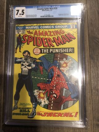 Spiderman 129 Marvel 2/74 1st Punisher App Cgc 7.  5 Rare White Pages