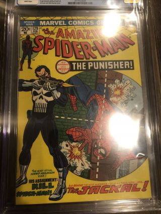 SPIDERMAN 129 MARVEL 2/74 1ST PUNISHER APP CGC 7.  5 Rare White Pages 5
