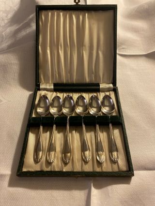 Vintage Epns Silver Plate Tea/egg Spoons X 6 Boxed Case