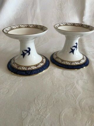 Rare Vintage Royal Doulton Booths Real Old Willow Candle Stick Holders