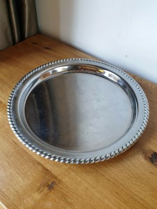 Vintage Round Silver Plated Tray 28.  5cm (d)