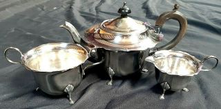 Lovely Antique Georgian Style Silver Plated Three Piece Tea Set C1900
