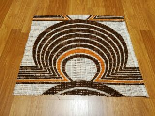 Awesome Rare Vintage Mid Century Retro 70s Brown Orange Small Op Art Fabric Wow