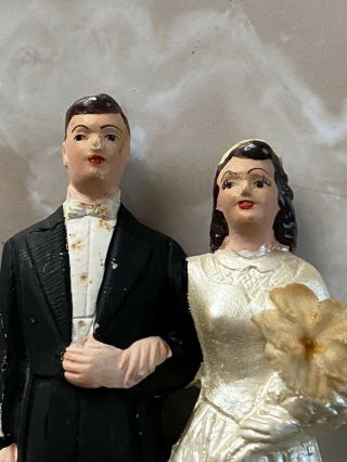 1950’s Vintage Bride and Groom Porcelain Wedding Cake Topper 2