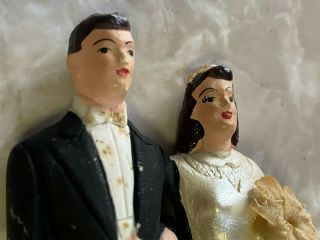 1950’s Vintage Bride and Groom Porcelain Wedding Cake Topper 3