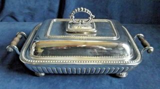 Antique Large 14 " Sheffield Silver Plated Serving Dish On Stand C1830