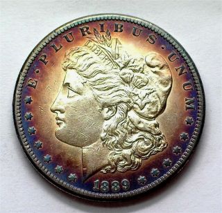1889 - Cc Morgan Silver Dollar Near Choice Uncirculated Incredible Toning Rare