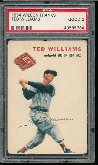 1954 Wilson Franks Ted Williams Psa 2 - Red Sox (rare)