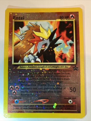 1995 - 2001 Pokemon Card Reverse Holo Entei 34.  Black Star Promo Rare Negotiate