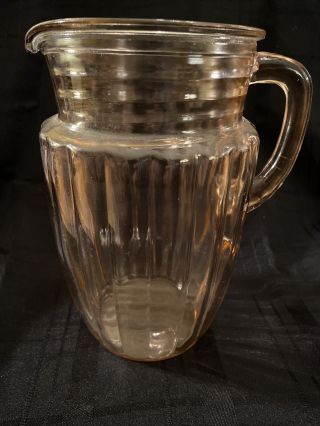 Vintage Very Rare Ringed Neck Pink Depression Glass Water Pitcher