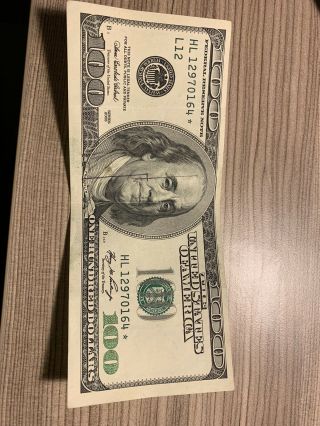 100 Dollar Bill Star Note 2006,  Misprint Rare,  Federal Reserve System,