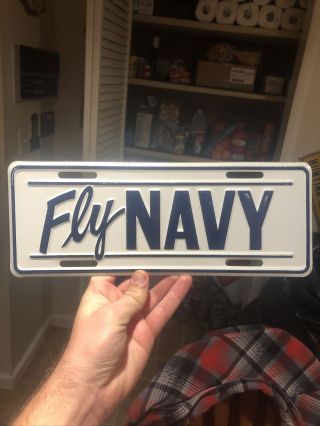 Rare 1960s United States Navy “fly Navy” Embossed Booster License Plate