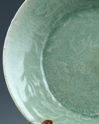 RARE 12THC CHINESE LONGQUAN CELADON GLAZED CARVED BRUSH WASHER BOWL SONG DYNASTY 3