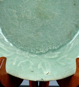 RARE 12THC CHINESE LONGQUAN CELADON GLAZED CARVED BRUSH WASHER BOWL SONG DYNASTY 4