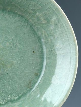 RARE 12THC CHINESE LONGQUAN CELADON GLAZED CARVED BRUSH WASHER BOWL SONG DYNASTY 5