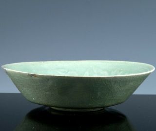 RARE 12THC CHINESE LONGQUAN CELADON GLAZED CARVED BRUSH WASHER BOWL SONG DYNASTY 6