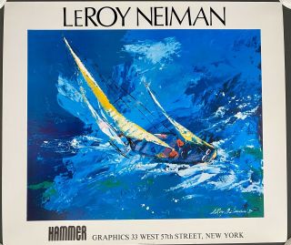 1978 Leroy Neiman Vintage “sailing” Hammer Graphics,  Ny,  30x26” Perfect
