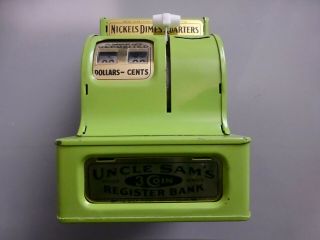 Vintage Toy Cash Register Bank Uncle Sam’s 3 Coin Western Stamping Co.  Rare Lime
