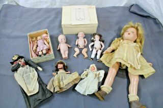 Vintage Porcelain And Plastic Dolls