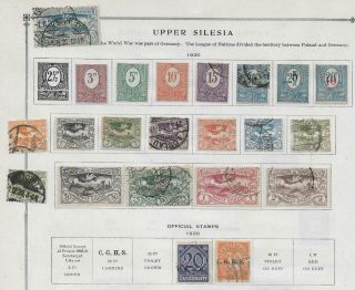 22 Upper Silesia Stamps W/official From Quality Old Antique Album 1920