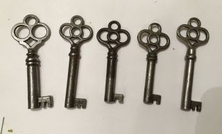 Vintage Antique 5n Keys Furniture Lock Skeleton Open Barrel Cabinet Door Keys