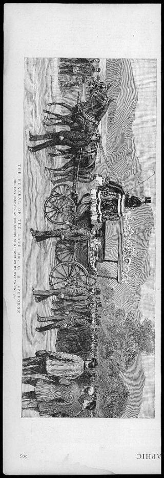1892 Antique Print - France Mentone Charles Haddon Spurgeon Funeral Horse (2)
