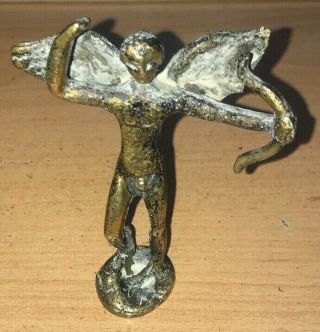 A Lovely Vintage Antique Brass / Bronze Angel Cupid Figure Ornament Great Patina