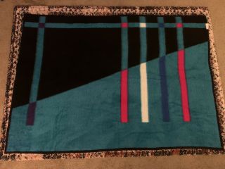 Biederlack Vintage Blanket Throw Reversible Abstract Neon Rare Made In Usa 55x72