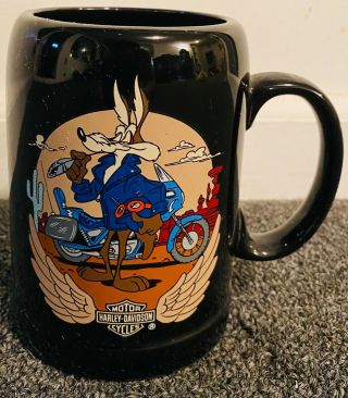 Rare Vintage 1993 Harley Davidson Wb Wile E Coyote Large Mug Coffee Cup 26 Oz