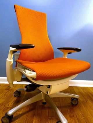 Rare Herman Miller Embody Chair (orange Balance Fabric/titanium Frame/warranty)