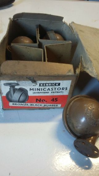 Kenrick Shepherd Mini Castors Set Of 4 Vintage Bronze Rubber No 45
