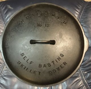 Rare Vintage Cast Iron Griswold 12 Self Basting Skillet Cover Large Logo 472
