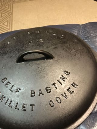Rare Vintage Cast Iron Griswold 12 Self Basting Skillet Cover Large Logo 472 4