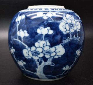 Antique Chinese 19thc Blue And White Ginger Jar - Kangxi Mark