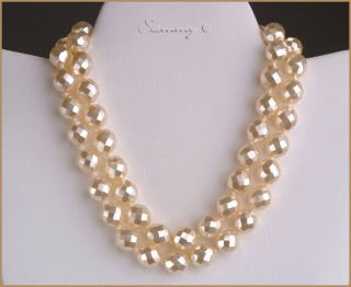 Rare Joan Rivers Faceted Pearl Strand Necklace 30 In.