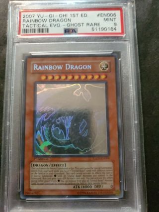 Yugioh Rainbow Dragon Ghost Rare 1st Edition Psa 9