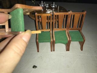 Vintage Shackman Dollhouse Dining Room Furniture Table Chairs Hutch 3